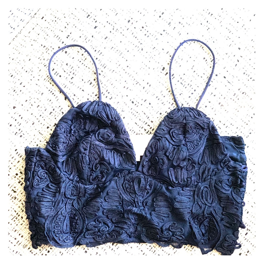 Stone Cold Fox Navy Textured Cami Crop Top